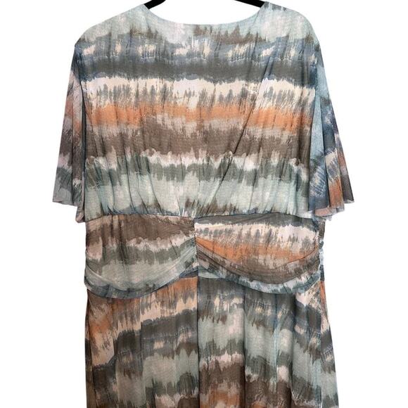 Cato Womans Layered Midi Dress Tie Dye Faux Wrap Size 22/24 - Picture 4 of 5